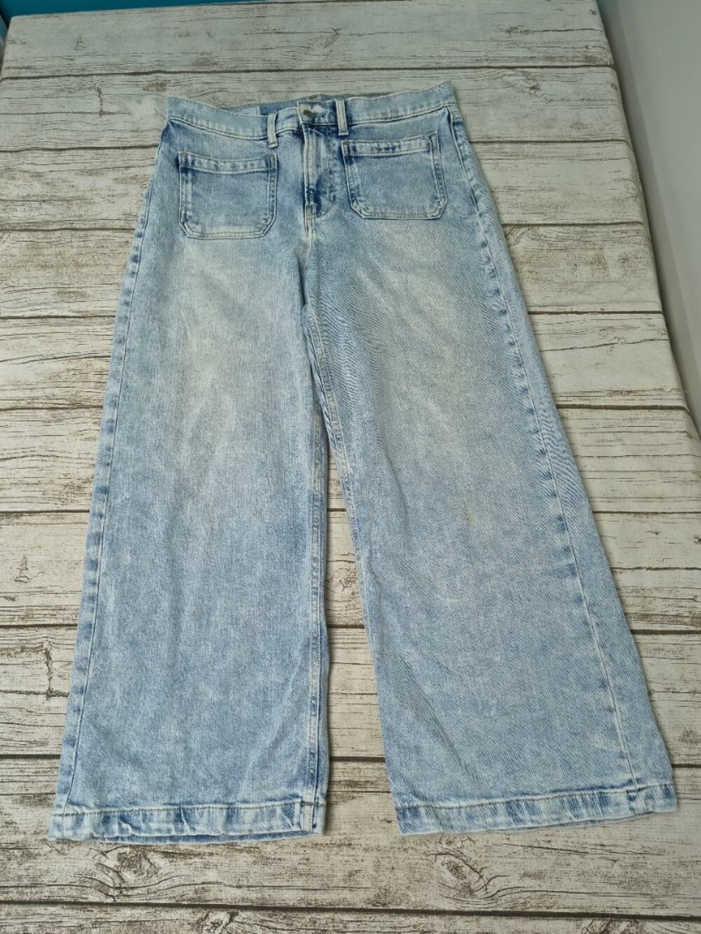GAP High Rise Stride Ankle Light Wash Wide Leg Jeans 30 10RS